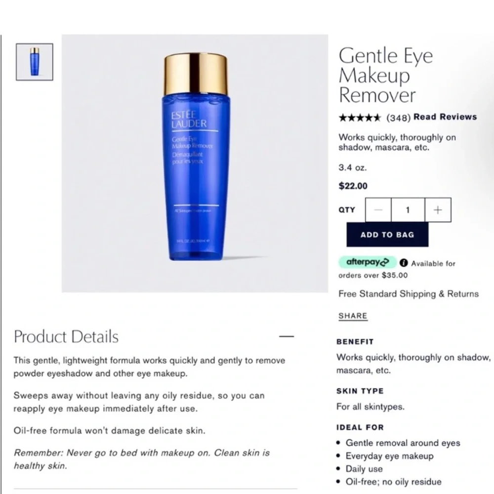 (BNCL) NWT Estée Lauder Gentle eye makeup remover 3.4 oz‎ (full size)